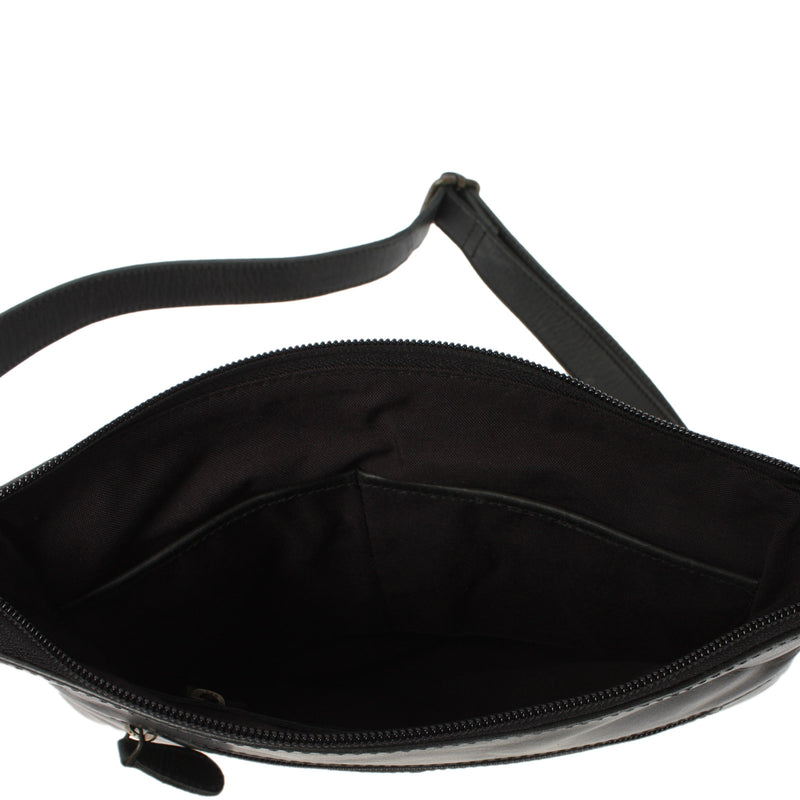 Leconi Kleine Umhängetasche Damentasche Leder Dunkelgrau LE0070