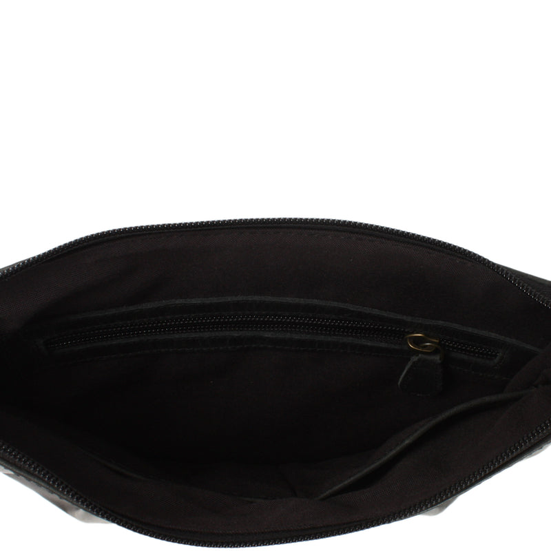 Leconi Kleine Umhängetasche Damentasche Leder Dunkelgrau LE0070