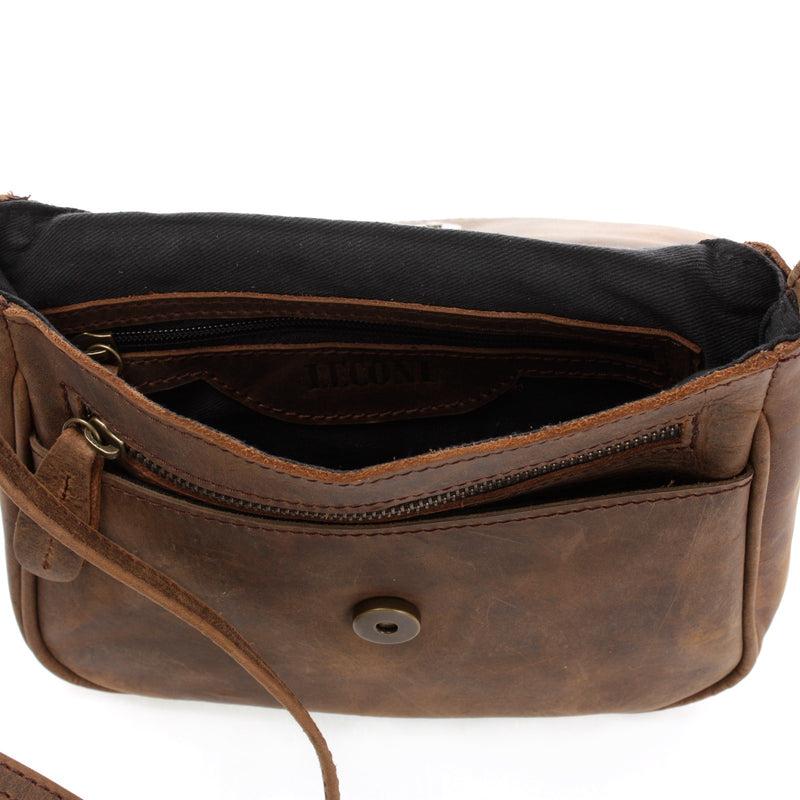 Leconi Kleine Umhängetasche Damentasche Leder Schlamm LE3047