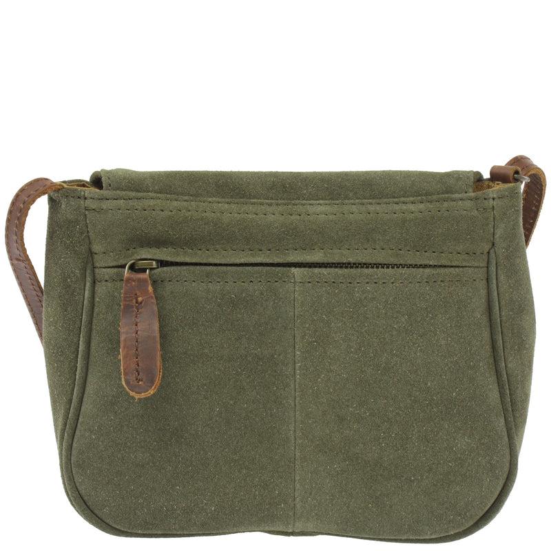 Leconi Kleine Umhängetasche Ledertasche Damentasche Schultertasche Veloursleder Grün LE3047