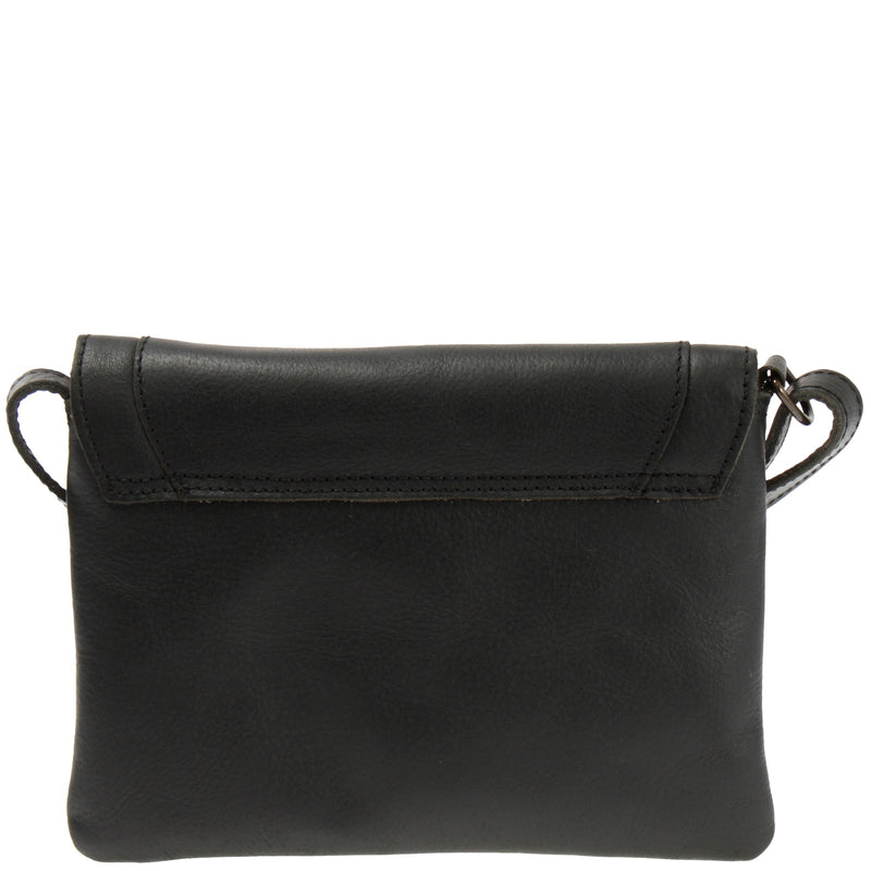 Leconi Kleine Umhängetasche Ledertasche Damentasche Schultertasche Leder Schwarz LE3078