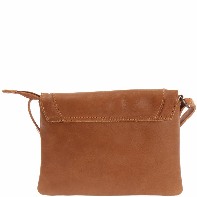 Leconi Kleine Umhängetasche Ledertasche Damentasche Schultertasche Leder Cognac LE3078