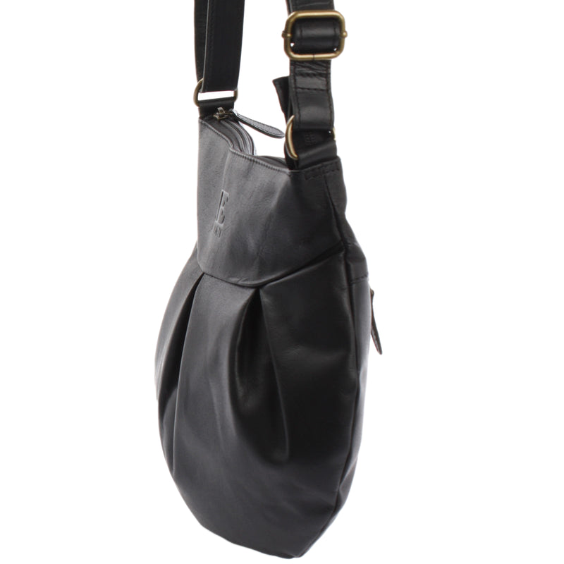 Leconi Kleine Umhängetasche Ledertasche Damentasche Schultertasche Leder Schwarz LE0070