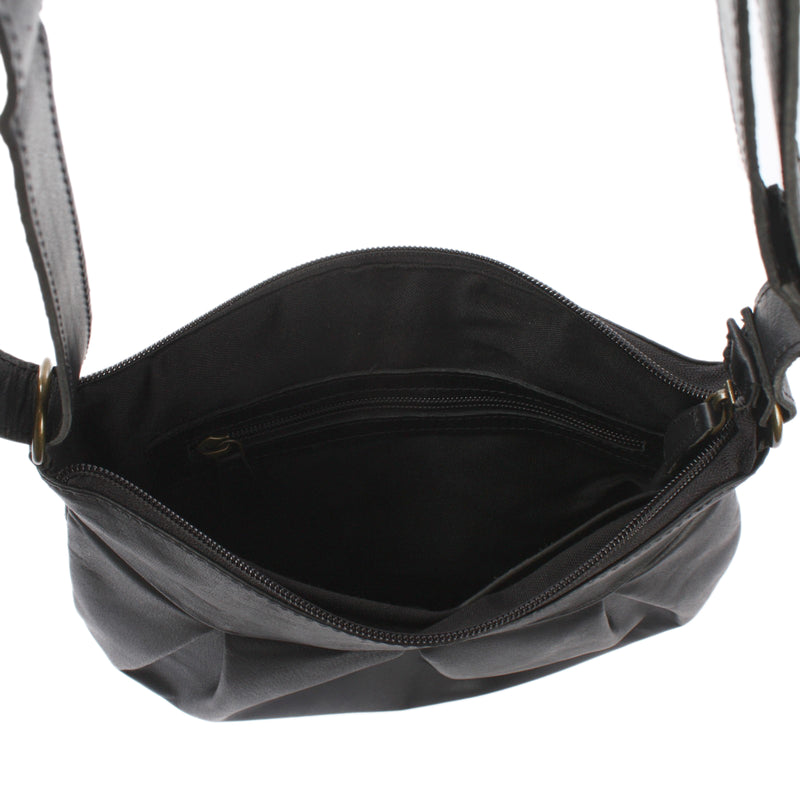 Leconi Kleine Umhängetasche Ledertasche Damentasche Schultertasche Leder Schwarz LE0070