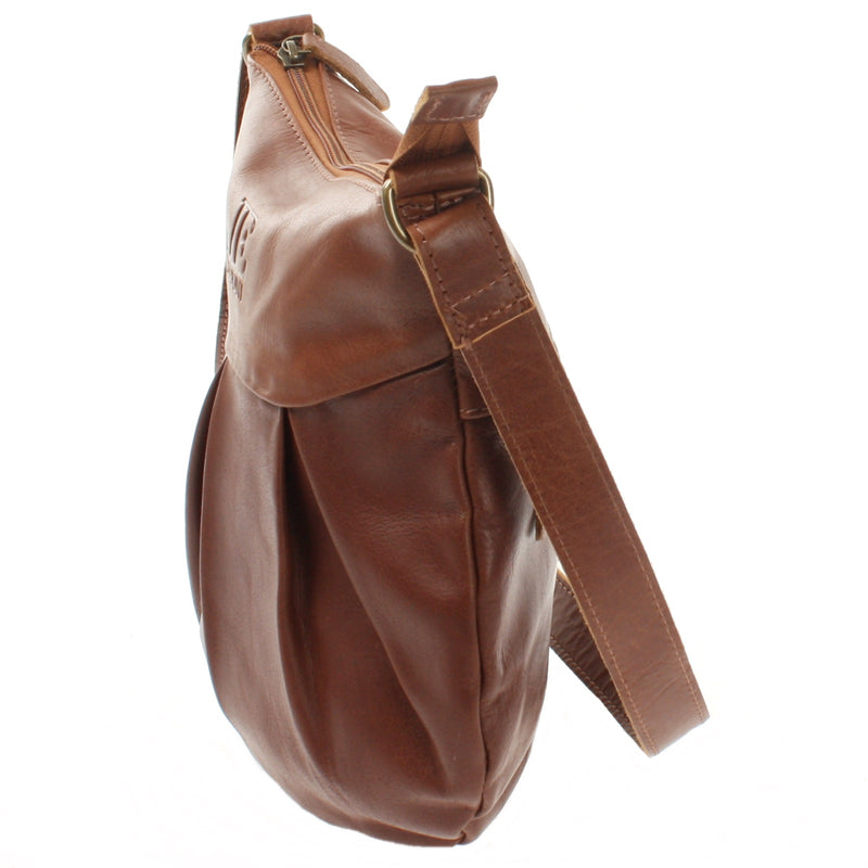 Leconi Kleine Umhängetasche Ledertasche Damentasche Schultertasche Leder Braun LE0070