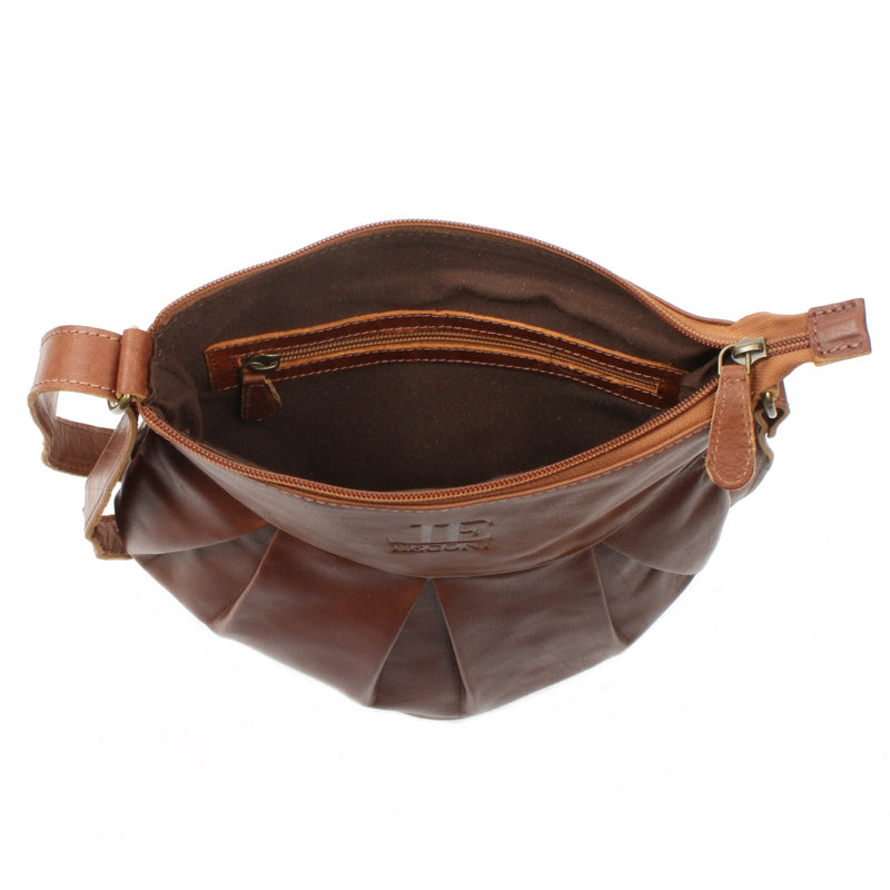 Leconi Kleine Umhängetasche Ledertasche Damentasche Schultertasche Leder Braun LE0070