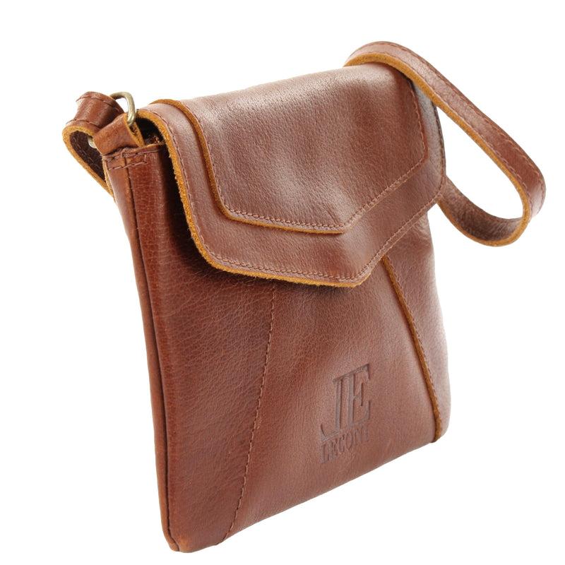 Leconi Kleine Umhängetasche Ledertasche Damentasche Schultertasche Leder Braun LE3078