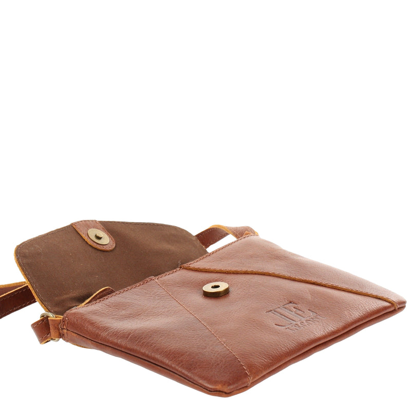 Leconi Kleine Umhängetasche Ledertasche Damentasche Schultertasche Leder Braun LE3078