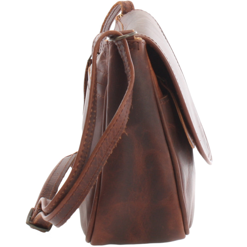 Leconi Kleine Umhängetasche Ledertasche Damentasche Schultertasche Leder Braun LE3047