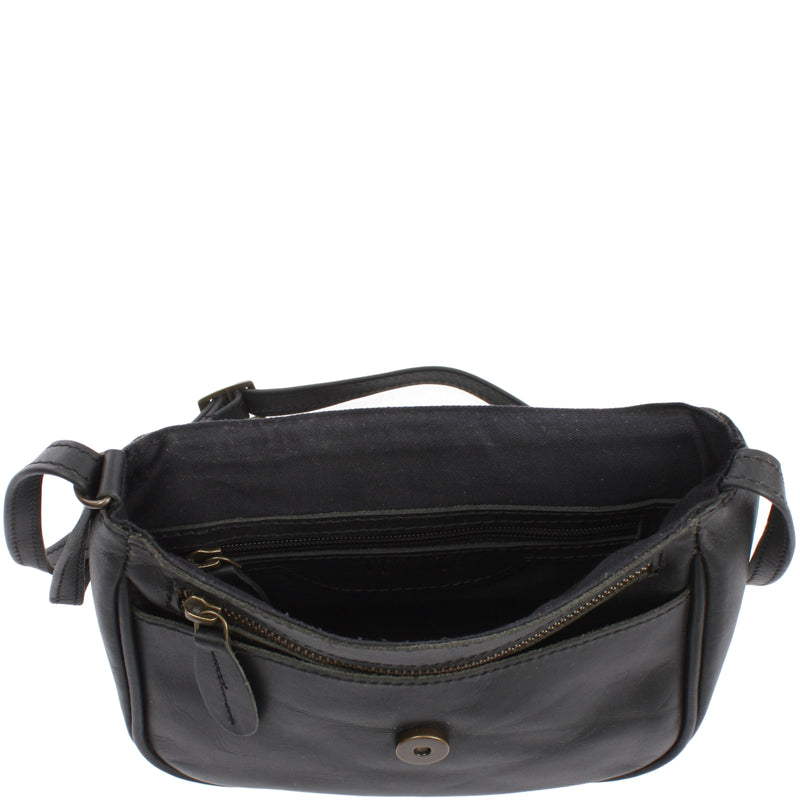 Leconi Kleine Umhängetasche Ledertasche Damentasche Schultertasche Leder Schwarz LE3047