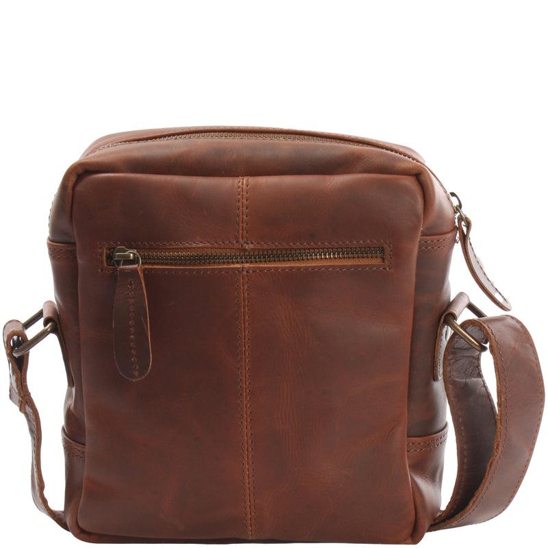 Leconi Kleine Umhängetasche Ledertasche Freizeittasche Leder Braun LE3042