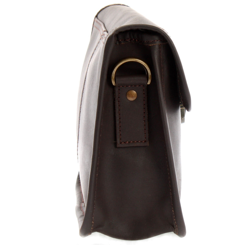 Leconi Kleine Umhängetasche Ledertasche Leder Dunkelbraun LE3041