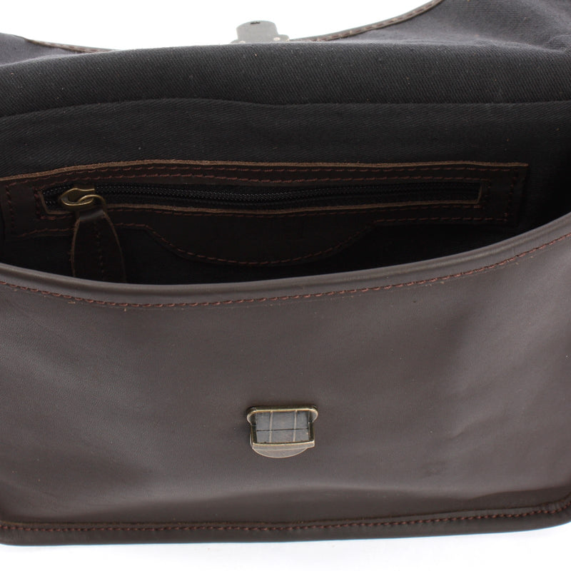 Leconi Kleine Umhängetasche Ledertasche Leder Dunkelbraun LE3041