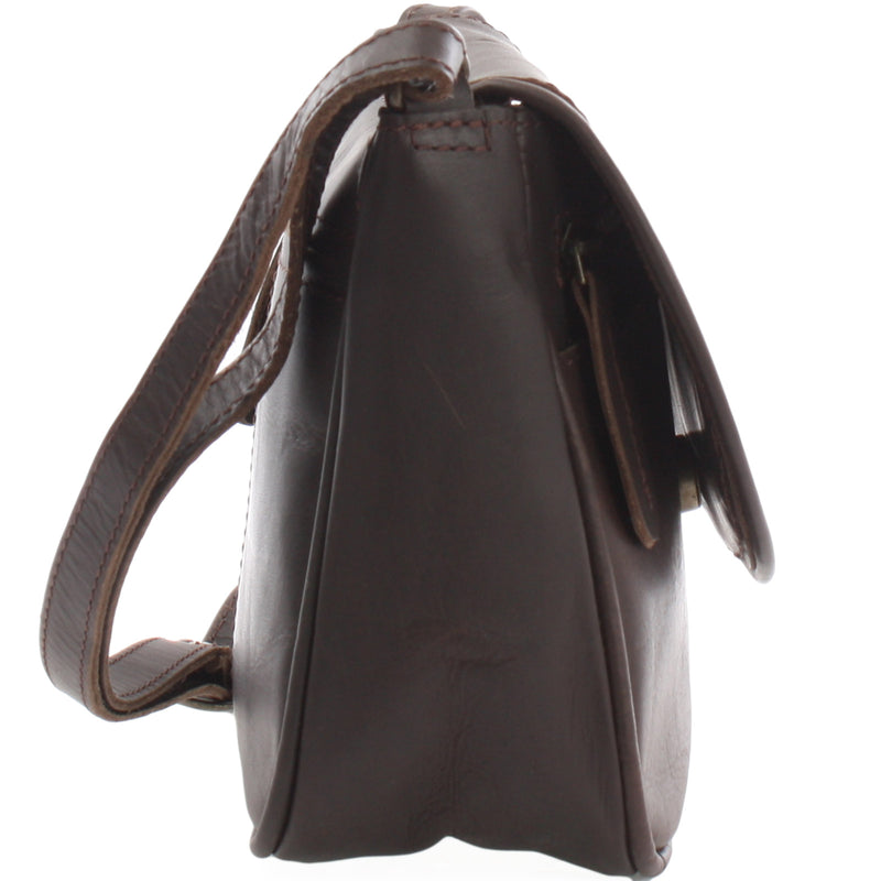 Leconi Kleine Umhängetasche Ledertasche Leder Dunkelbraun LE3047