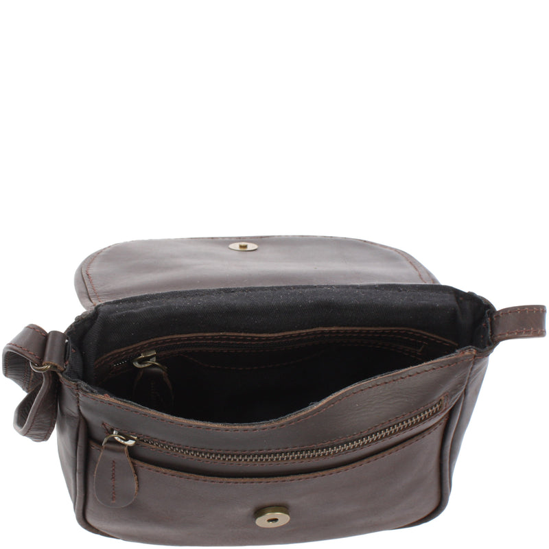 Leconi Kleine Umhängetasche Ledertasche Leder Dunkelbraun LE3047