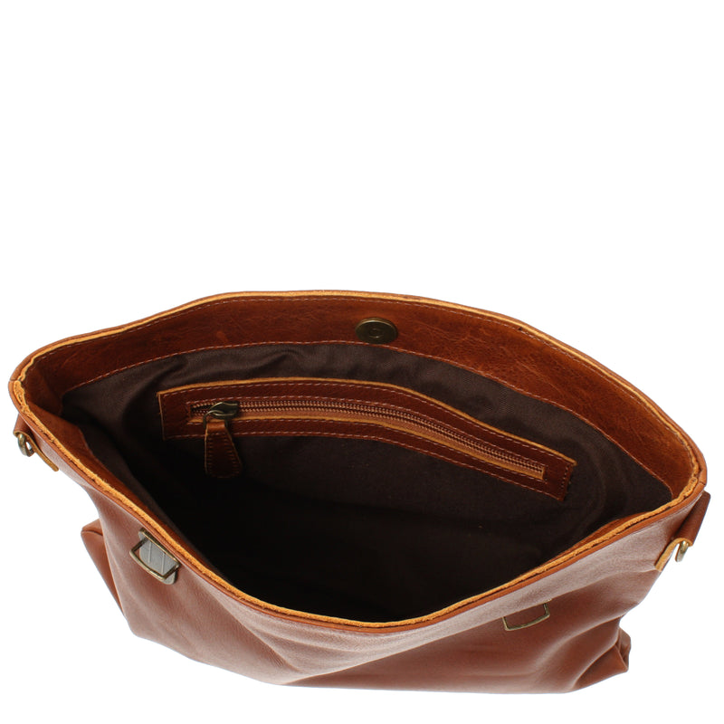 Leconi Kleine Umhängetasche Schultertasche Damen Und Herren Leder Braun LE3079