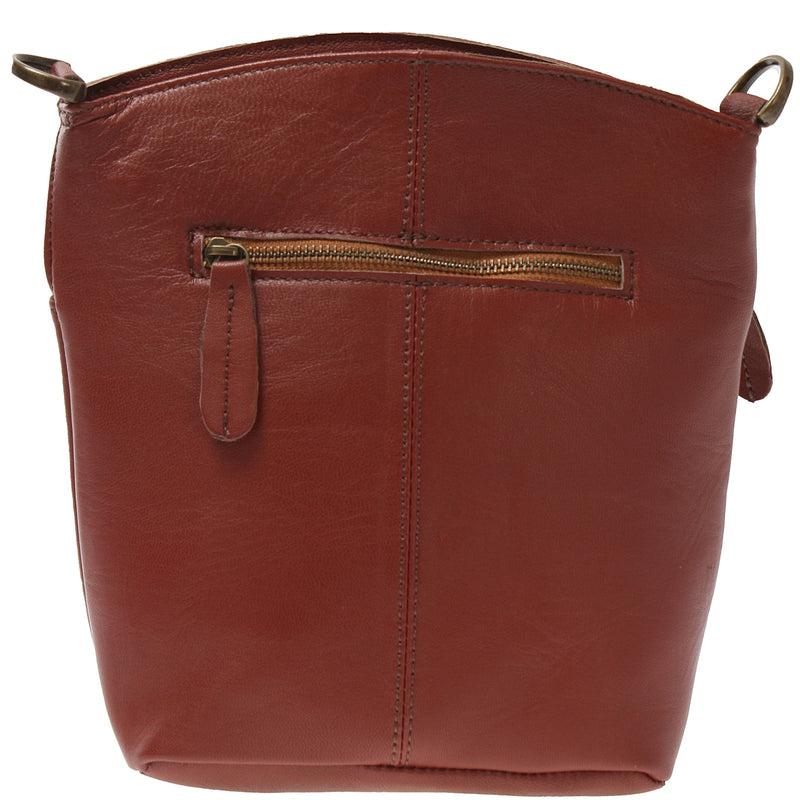 Leconi Kleine Umhängetasche Schultertasche Freizeittasche Leder Rotbraun LE3049