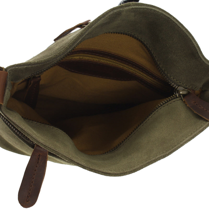 Leconi Kleine Umhängetasche Schultertasche Freizeittasche Wildleder Grün LE3049