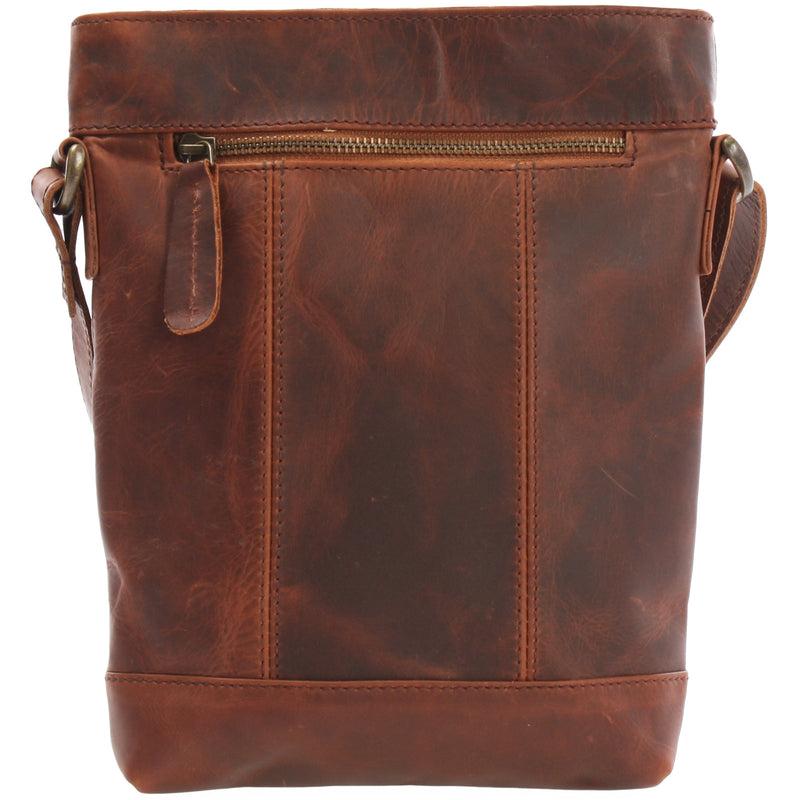 Leconi Kleine Umhängetasche Schultertasche Freizeittasche Leder Braun LE3086