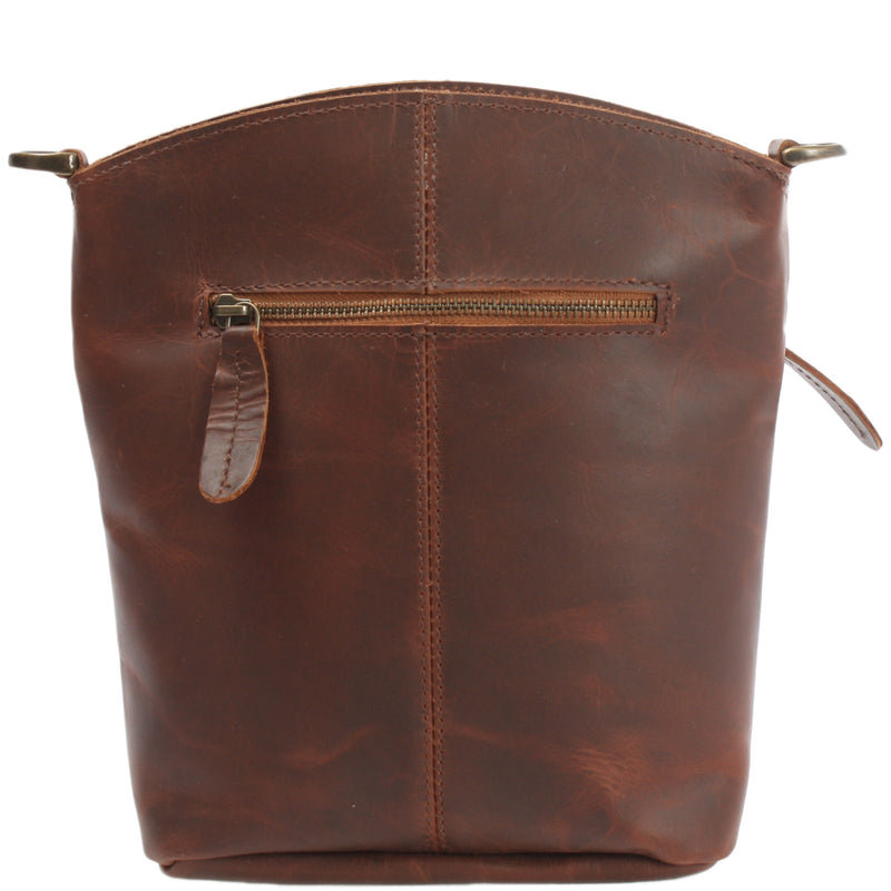 Leconi Kleine Umhängetasche Schultertasche Freizeittasche Leder Braun LE3049