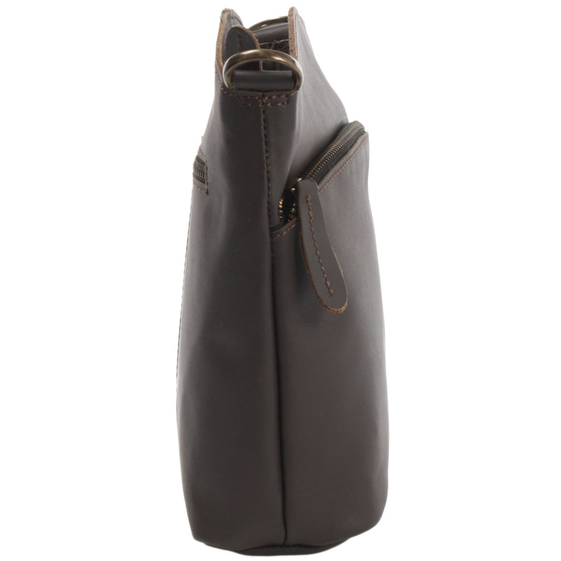 Leconi Kleine Umhängetasche Schultertasche Freizeittasche Leder Dunkelbraun LE3049