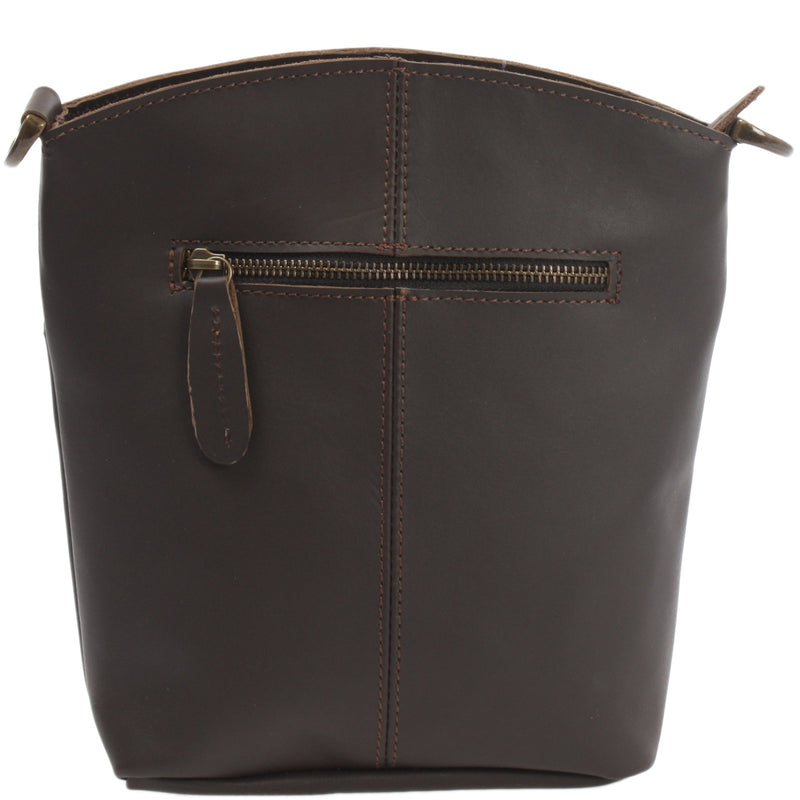 Leconi Kleine Umhängetasche Schultertasche Freizeittasche Leder Dunkelbraun LE3049