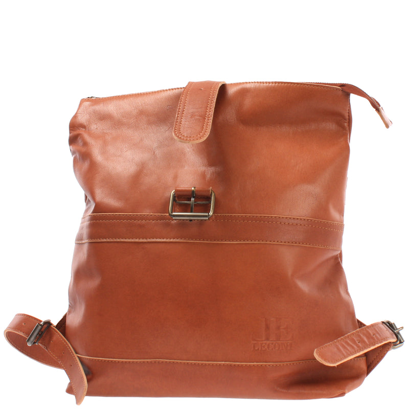 Leconi Kleiner Roll Top Cityrucksack Rucksack Leder Cognac LE1027