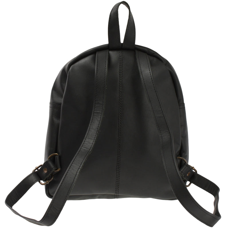 Leconi Kleiner Rucksack Freizeitrucksack Lederrucksack Leder Schwarz LE1011