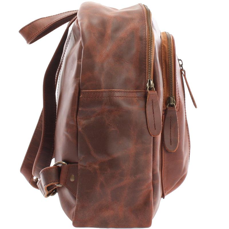 Leconi Kleiner Rucksack Freizeitrucksack Lederrucksack Leder Braun LE1011