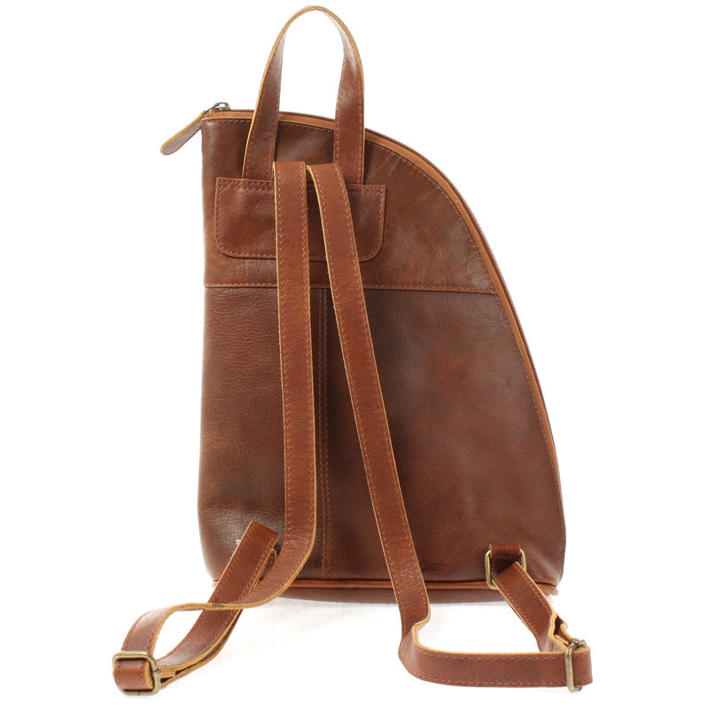 Leconi Kleiner Rucksack Lederrucksack Freizeitrucksack Damen Leder Braun LE1032