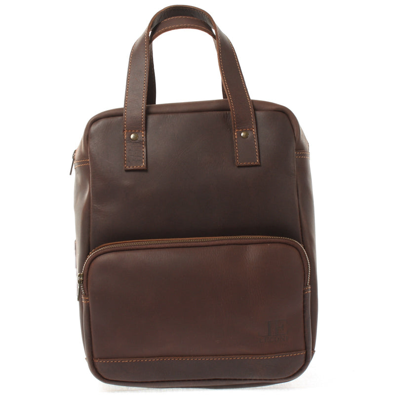 Leconi kleiner Rucksack Lederrucksack Leder dunkelbraun LE1028