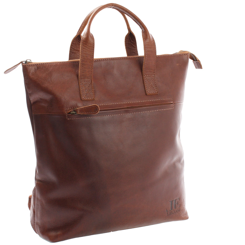 Leconi Lederrucksack Cityrucksack Freizeitrucksack Leder Braun LE1033