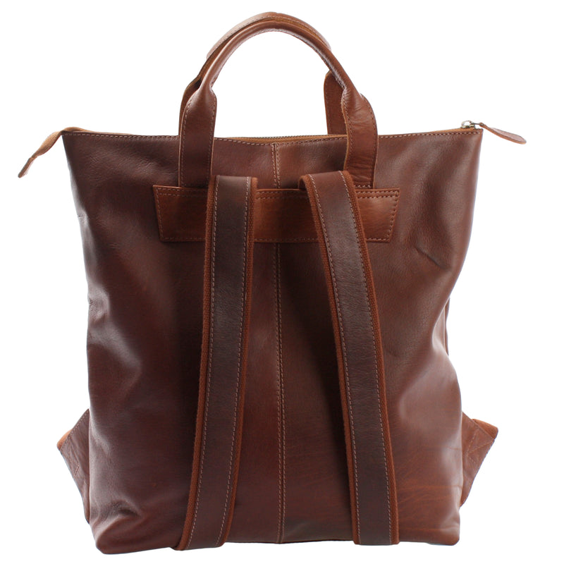 Leconi Lederrucksack Cityrucksack Freizeitrucksack Leder Braun LE1033