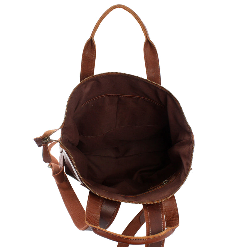 Leconi Lederrucksack Cityrucksack Freizeitrucksack Leder Braun LE1033