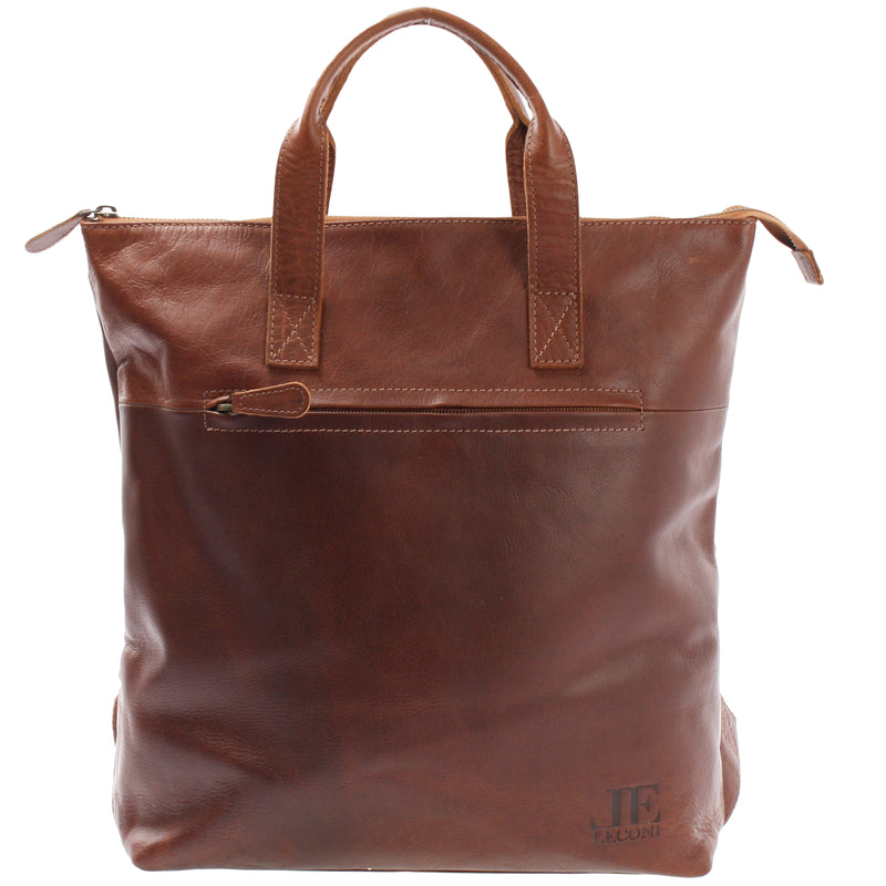 Leconi Lederrucksack Cityrucksack Freizeitrucksack Leder braun LE1033