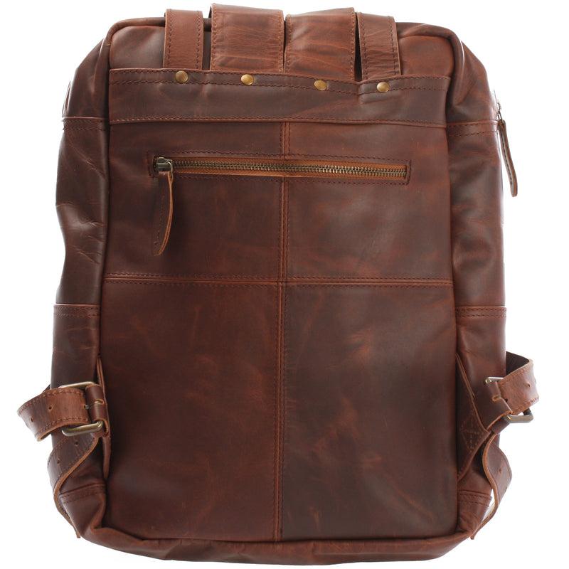 Leconi Lederrucksack Freizeitrucksack Damen Herren DIN A4 Leder Braun LE1019