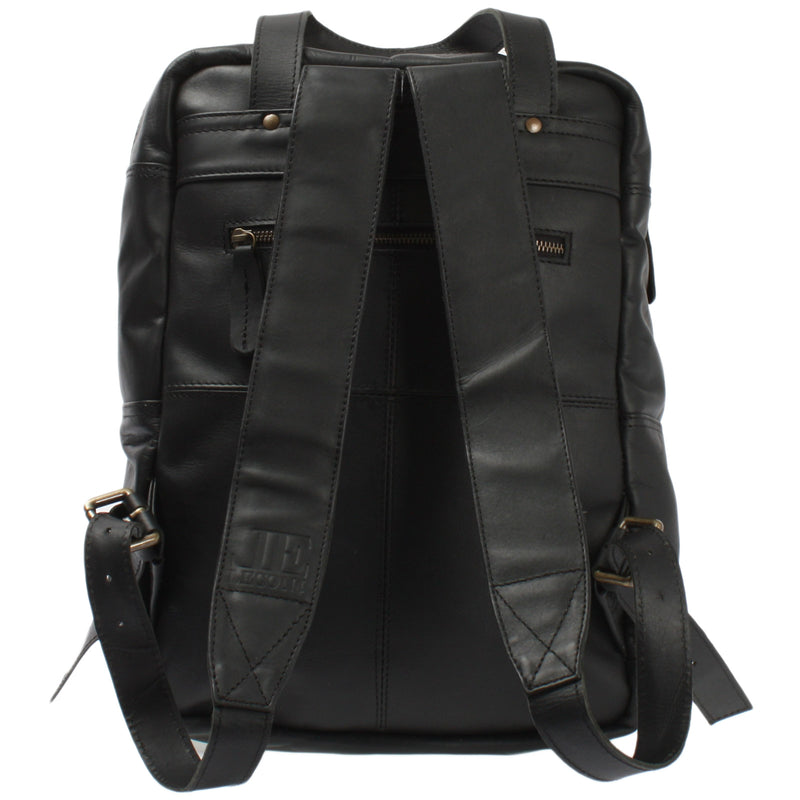 Leconi Lederrucksack Freizeitrucksack Damen Herren DIN A4 Leder Schwarz LE1019