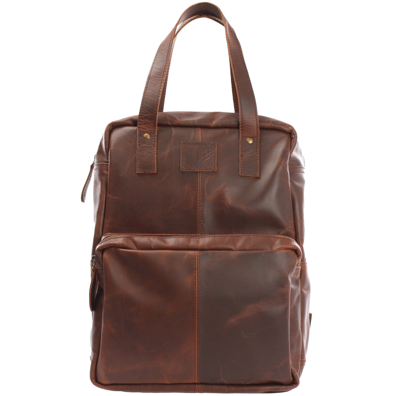 Leconi Lederrucksack Freizeitrucksack Damen Herren DIN A4 Leder braun LE1019