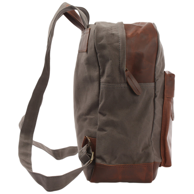 Leconi Lederrucksack Freizeitrucksack Rucksack Leder Canvas Grau LE1015