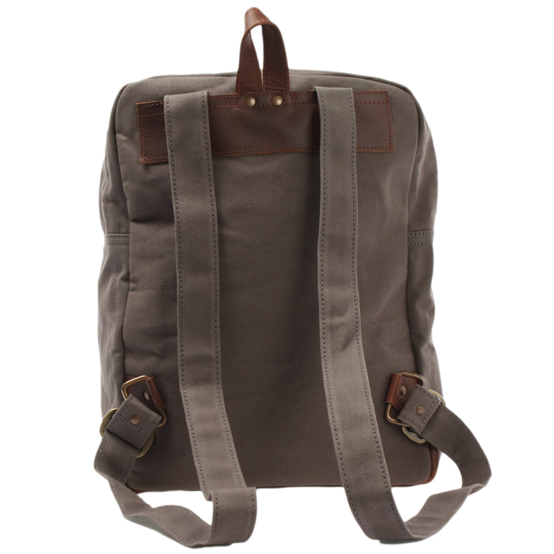 Leconi Lederrucksack Freizeitrucksack Rucksack Leder Canvas Grau LE1015