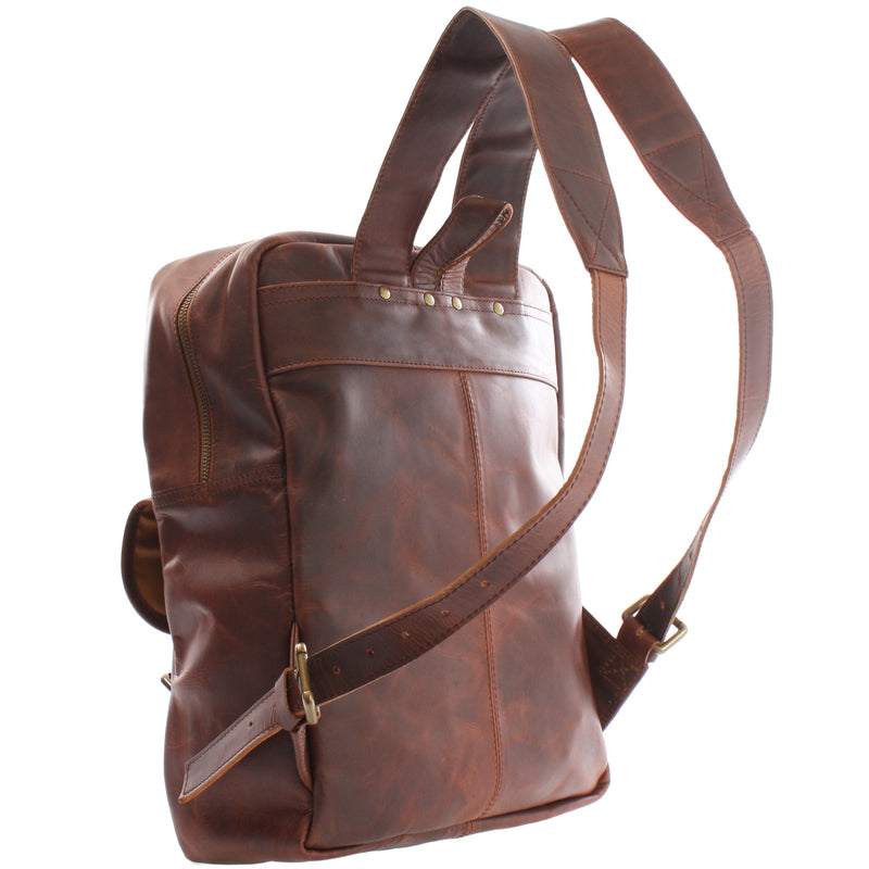 Leconi Lederrucksack Freizeitrucksack Wanderrucksack Leder Braun LE1018