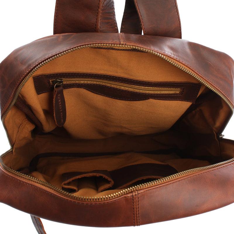 Leconi Lederrucksack Freizeitrucksack Wanderrucksack Leder Braun LE1018