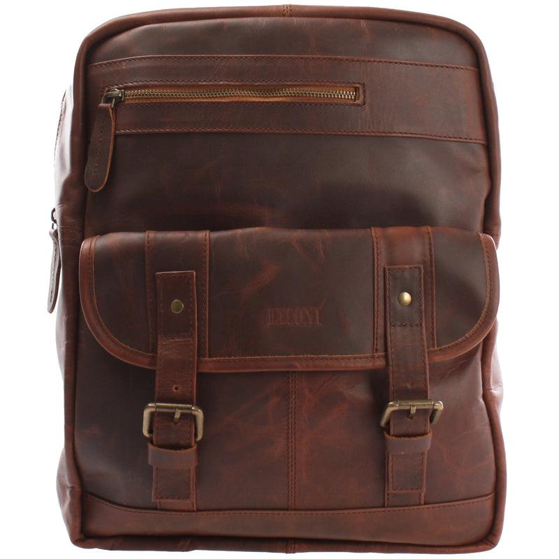 Leconi Lederrucksack Freizeitrucksack Wanderrucksack Leder braun LE1018