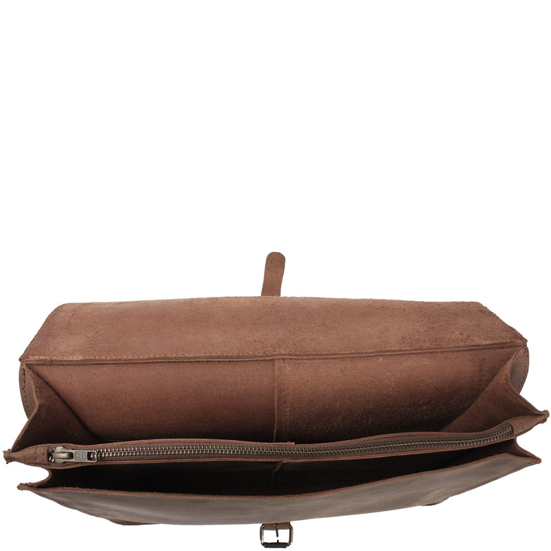 Leconi Messenger Bag Aktentasche Damen Herren Vintage Leder Braun LE3020