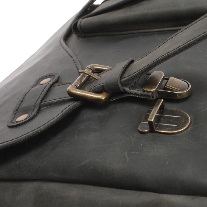 Leconi Messenger Bag Collegetasche DIN A4 Kuriertasche Leder Grau LE3032