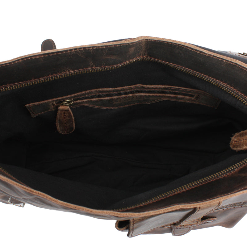 Leconi Messenger Bag Collegetasche DIN A4 Kuriertasche Leder Schlamm LE3032