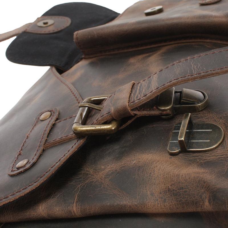 Leconi Messenger Bag Collegetasche DIN A4 Kuriertasche Leder Schlamm LE3032