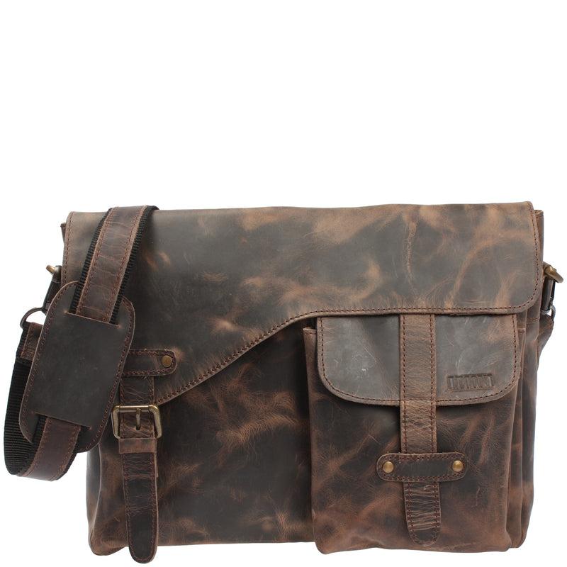 Leconi Messenger Bag Collegetasche DIN A4 Kuriertasche Leder schlamm LE3032