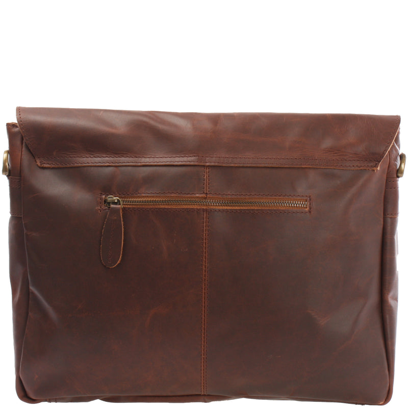 Leconi Messenger Bag Collegetasche DIN A4 Kuriertasche Leder Braun LE3032