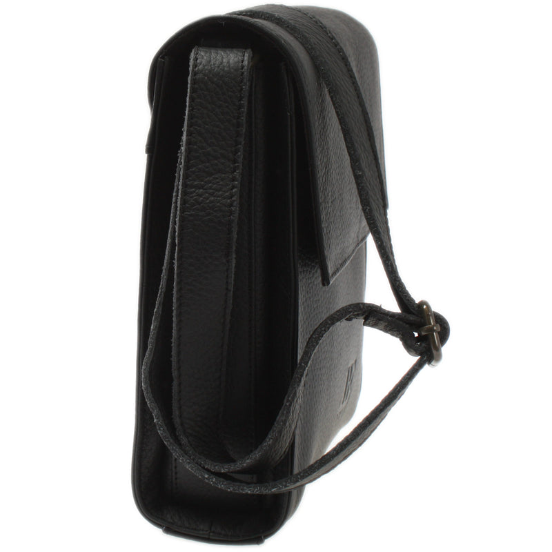 Leconi Mittlere Schultertasche Umhängetasche Damentasche Leder Schwarz LE3089